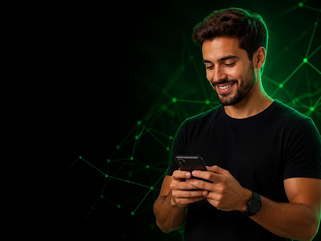 Empresário usando o atendimento automático da Loklo no celular